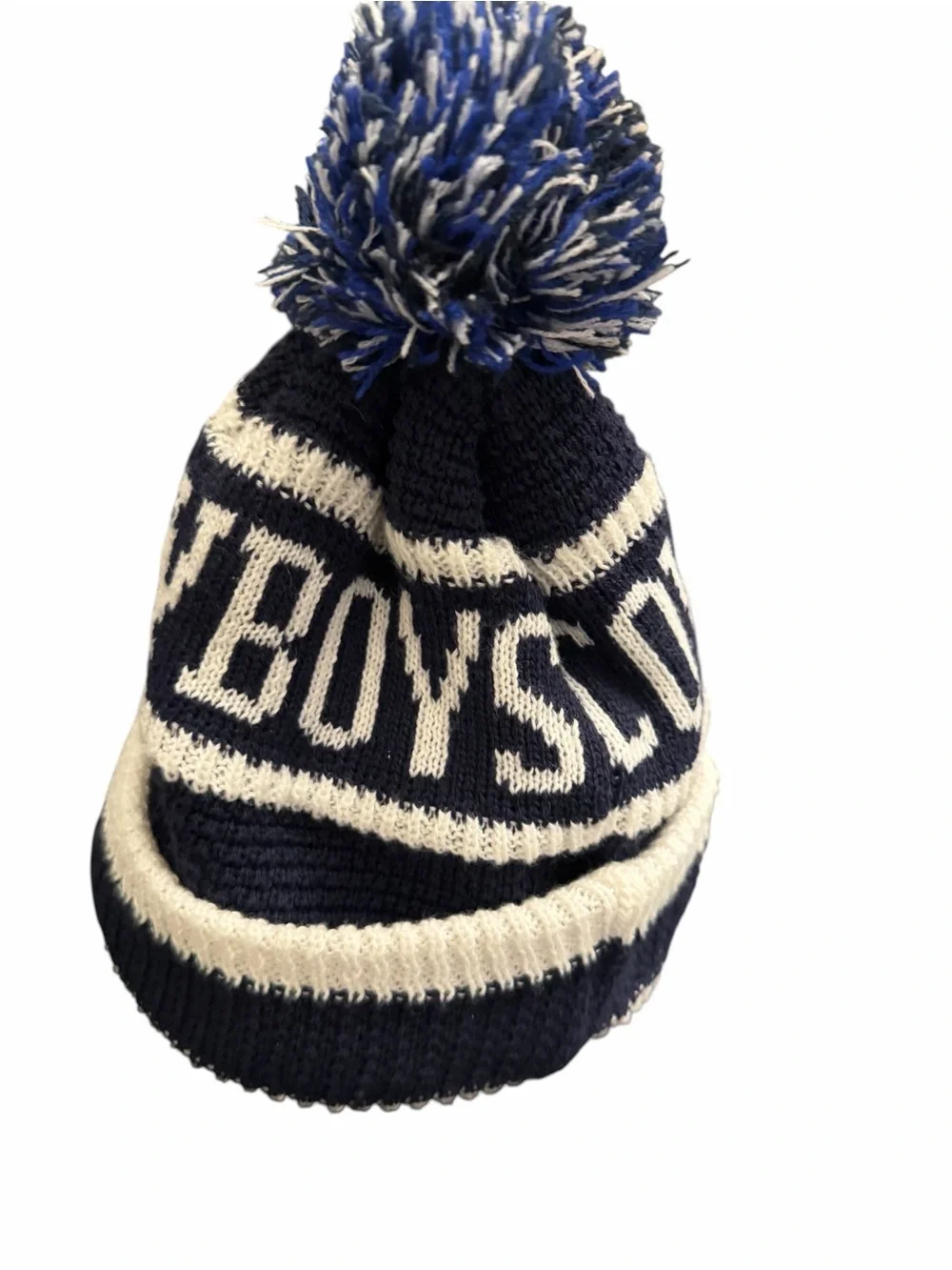 NFL New Era Dallas Cowboys Knit Pom Beanie in Navy and Cream